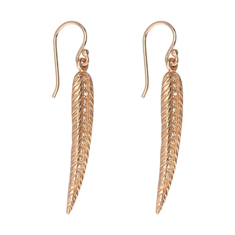 Sylva Rose Gold Plated Sterling Silver Feather Hook Earrings
