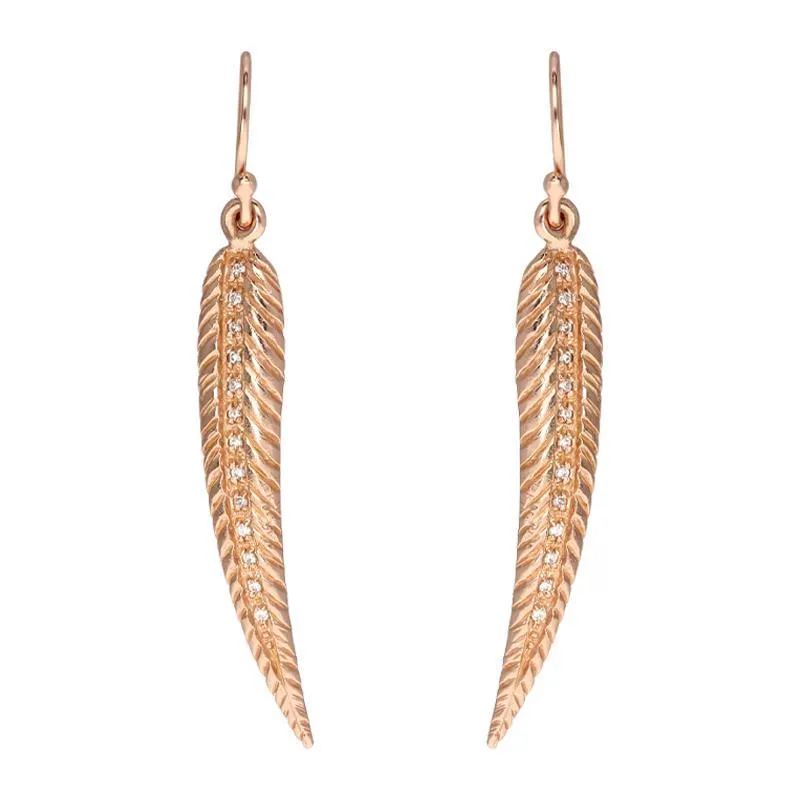 Sylva Rose Gold Plated Sterling Silver Feather Hook Earrings