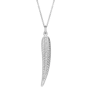 Sylva Sterling Silver Cubic Zirconia Long Feather Necklace