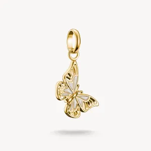 Thomas Sabo 18ct Gold Plated White Enamel Butterfly Connect Charm