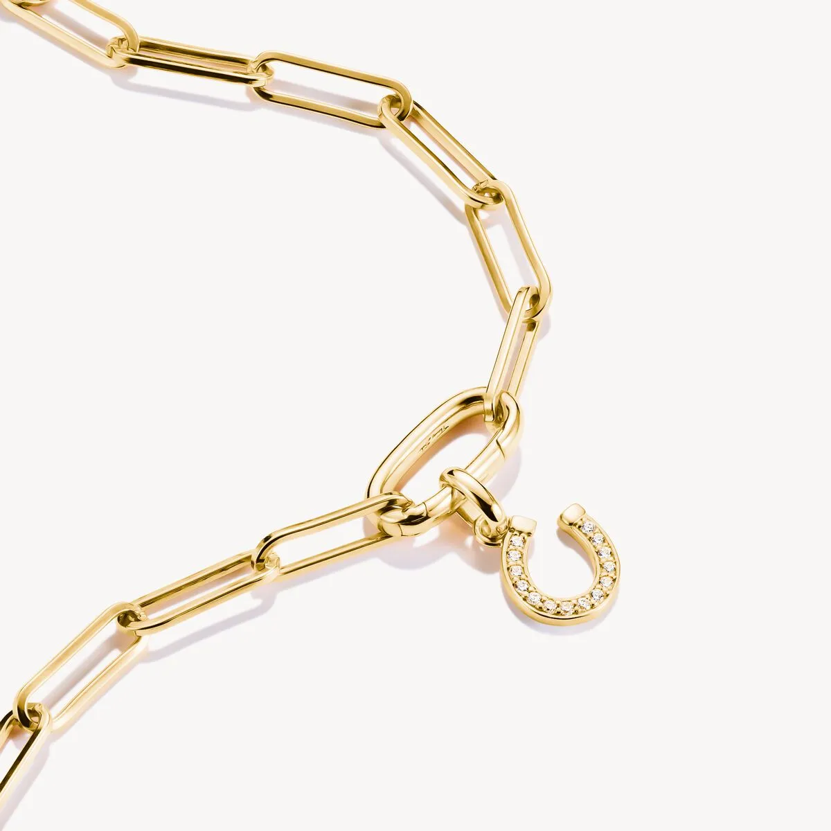 Thomas Sabo 18ct Gold Plated White Zirconia Horseshoe Connect Charm