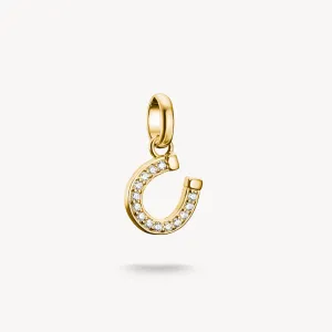 Thomas Sabo 18ct Gold Plated White Zirconia Horseshoe Connect Charm