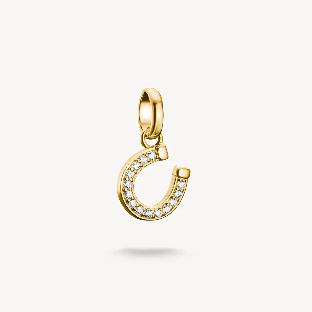 Thomas Sabo 18ct Gold Plated White Zirconia Horseshoe Connect Charm