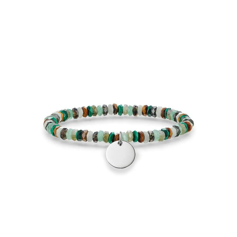 Thomas Sabo Bracelet Love Bridge Aventurine Labradorite Malachite Smoky Quartz Tigers Eye Silver 16.5cm