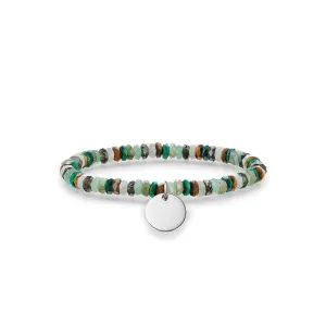 Thomas Sabo Bracelet Love Bridge Aventurine Labradorite Malachite Smoky Quartz Tigers Eye Silver 16.5cm