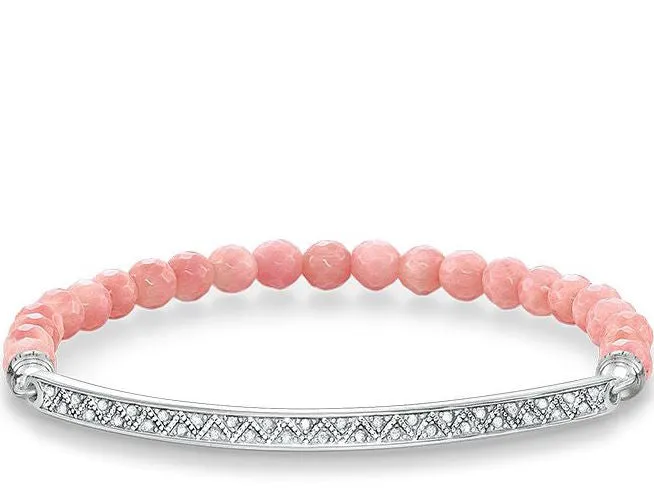 Thomas Sabo Bracelet Love Bridge Pink Bamboo Coral Zirconia Silver 17.5cm