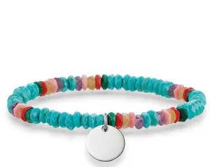Thomas Sabo Bracelet Love Bridge Turquoise Pink Red Bamboo Coral Malacite Agate Amethyst Silver 15.5cm