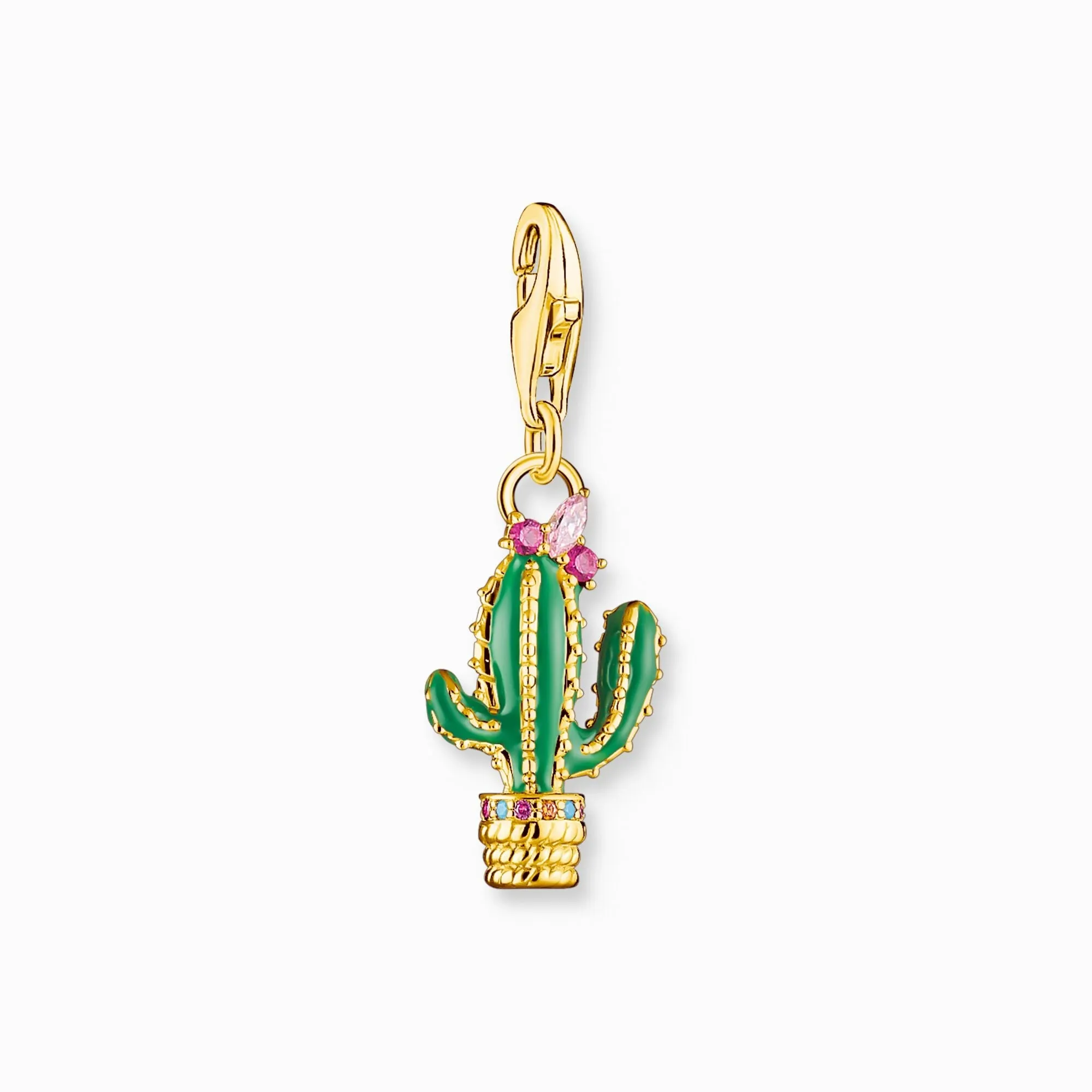 Thomas Sabo Charm Club Gold Plated Sterling Silver Cactus Charm