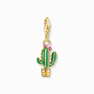Thomas Sabo Charm Club Gold Plated Sterling Silver Cactus Charm