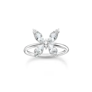 Thomas Sabo Charm Club Sterling Silver Butterfly White Stones Ring D