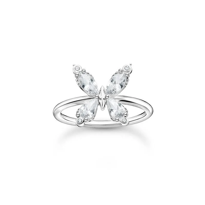 Thomas Sabo Charm Club Sterling Silver Butterfly White Stones Ring D