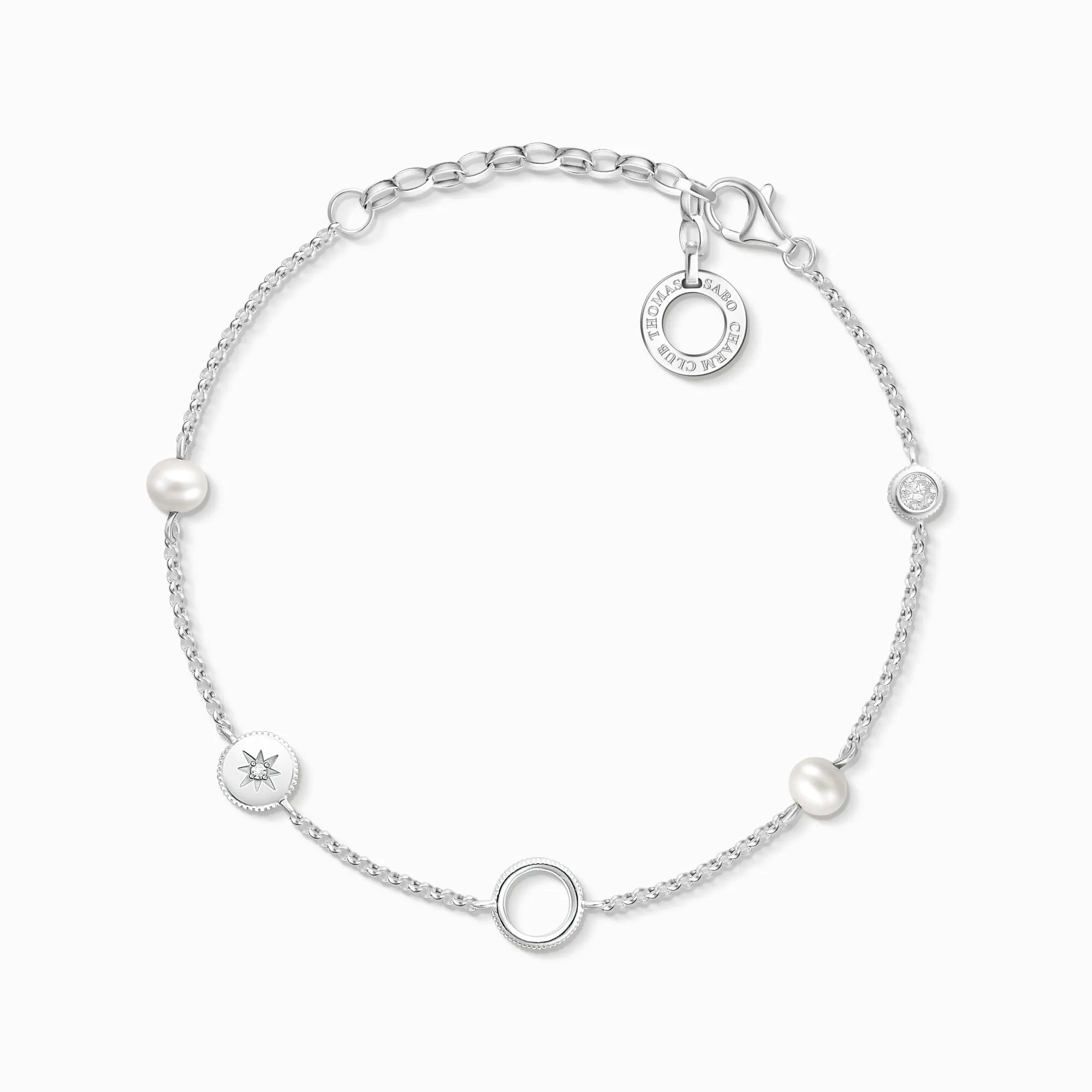 Thomas Sabo Charm Club Sterling Silver Pearl Charm Bracelet D
