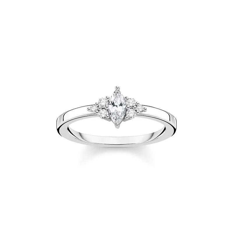 Thomas Sabo Charm Club Sterling Silver Vintage White Stone Ring