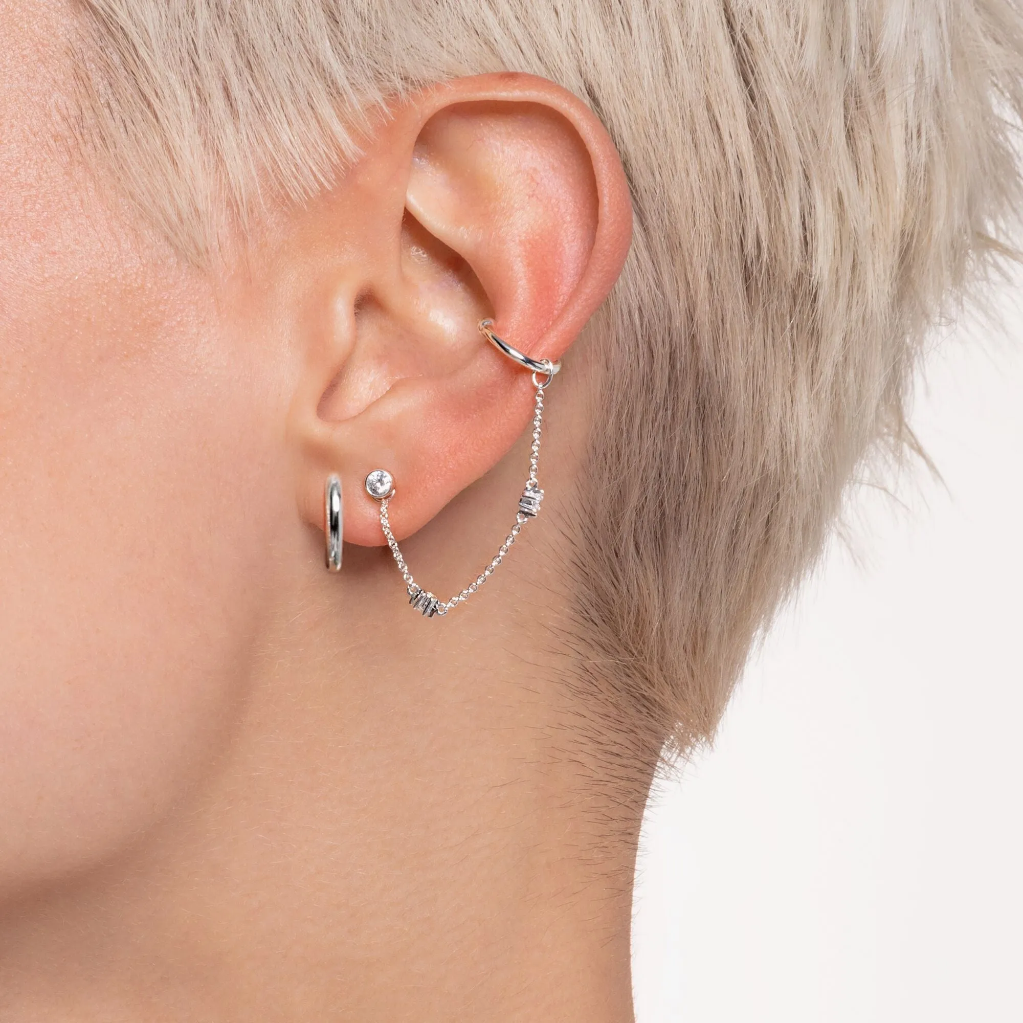 Thomas Sabo Charm Club Sterling Silver White Stone Single Stud Earring