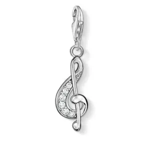 Thomas Sabo Charm Club Sterling Silver White Zircconia Treble Clef Charm