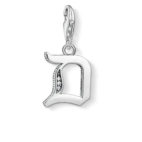 Thomas Sabo Charm Club Sterling Silver White Zirconia Letter D Charm D