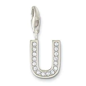 Thomas Sabo Charm Club Sterling Silver White Zirconia Letter U Charm D