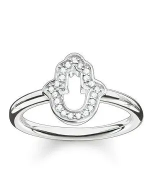 Thomas Sabo Glam And Soul Sterling Silver White Zirconia Hand Of Fatima Ring D