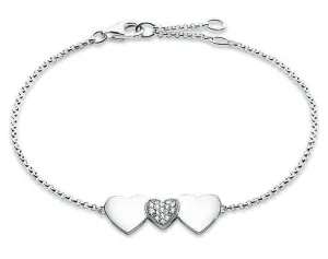 Thomas Sabo Glam And Soul Sterling Silver White Zirconia Three Hearts D