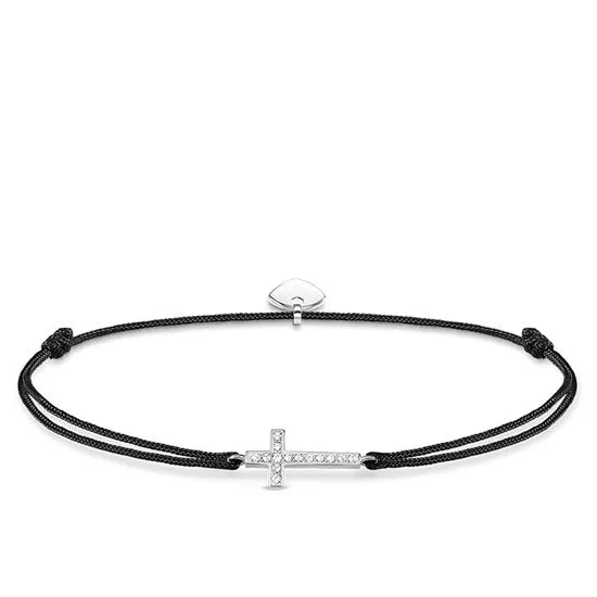 Thomas Sabo Little Secrets Sterling Silver Black Zirconia Cross Bracelet D