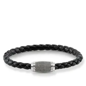 Thomas Sabo Rebel At Heart Sterling Silver Black Leather Kathmandu Bracelet