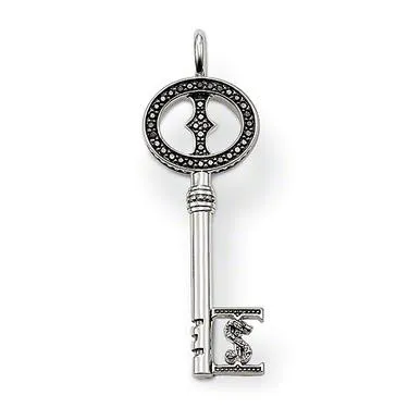 Thomas Sabo Sterling Silver Black Zirconia Key Pendant D