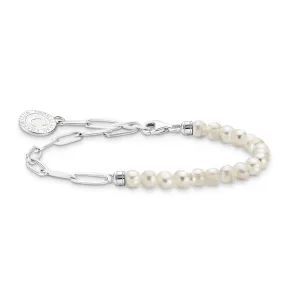 Thomas Sabo Sterling Silver Charmista Fresh Water Pearl Long Link 16-19cm Bracelet
