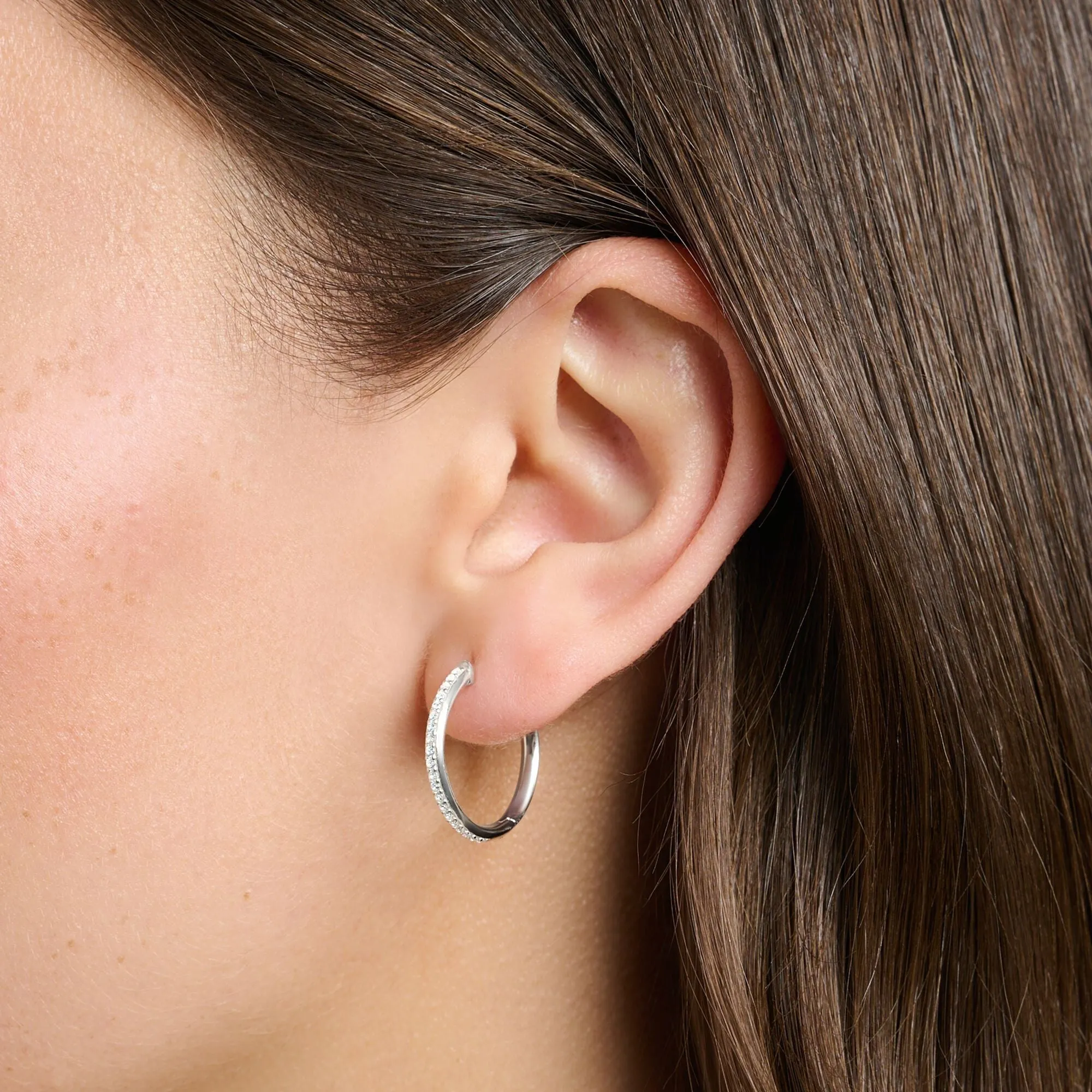 Thomas Sabo Sterling Silver White Stone Hoop Earrings