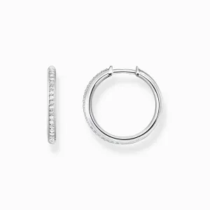 Thomas Sabo Sterling Silver White Stone Hoop Earrings