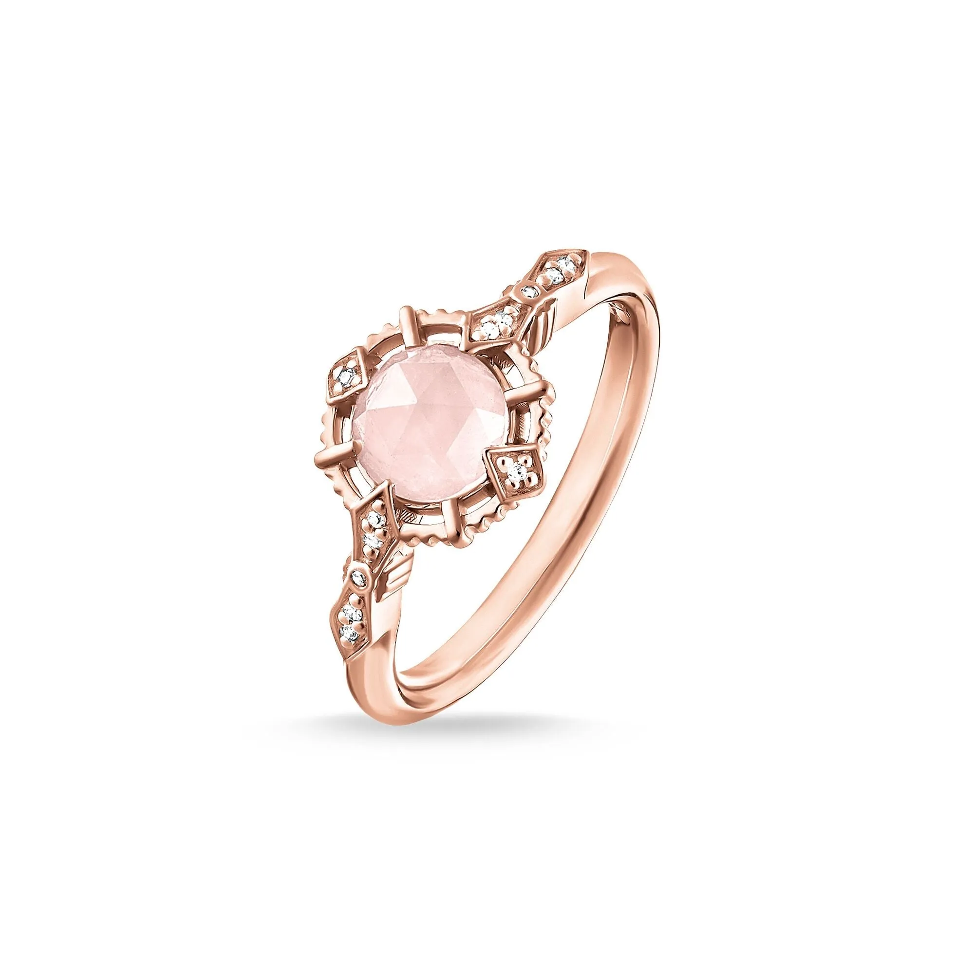 Thomas Sabo Vintage Rose Gold Rose Quartz Pink Diamond Ring D