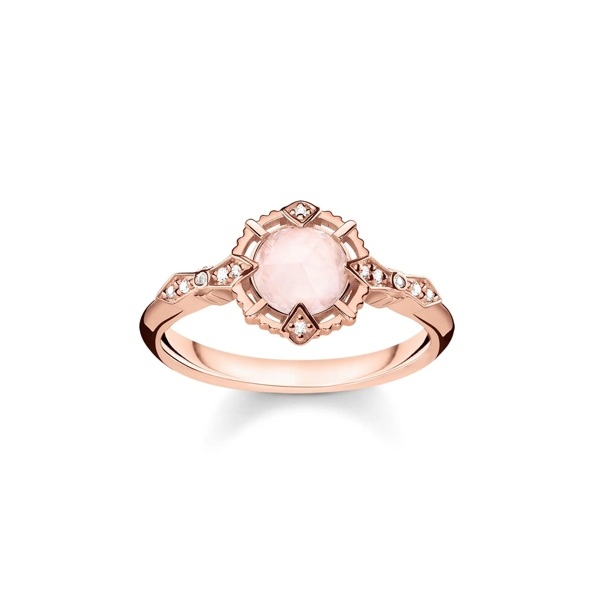 Thomas Sabo Vintage Rose Gold Rose Quartz Pink Diamond Ring D