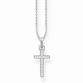 Thomas Sabo Glam And Soul Sterling Silver White Zirconia Cross Necklace