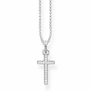 Thomas Sabo Glam And Soul Sterling Silver White Zirconia Cross Necklace