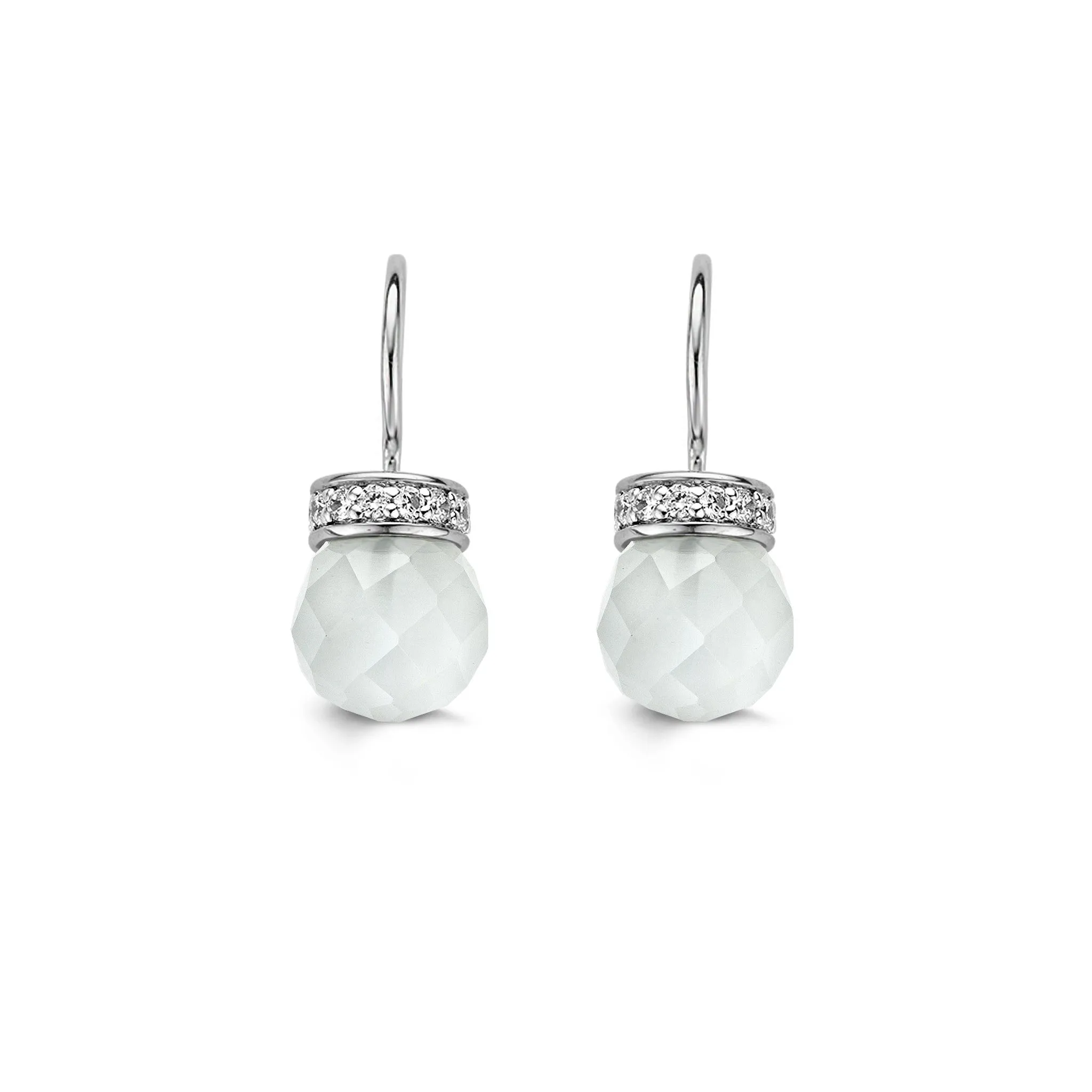 Ti Sento Earrings Drop Silver And White Cubic Zirconia Bead