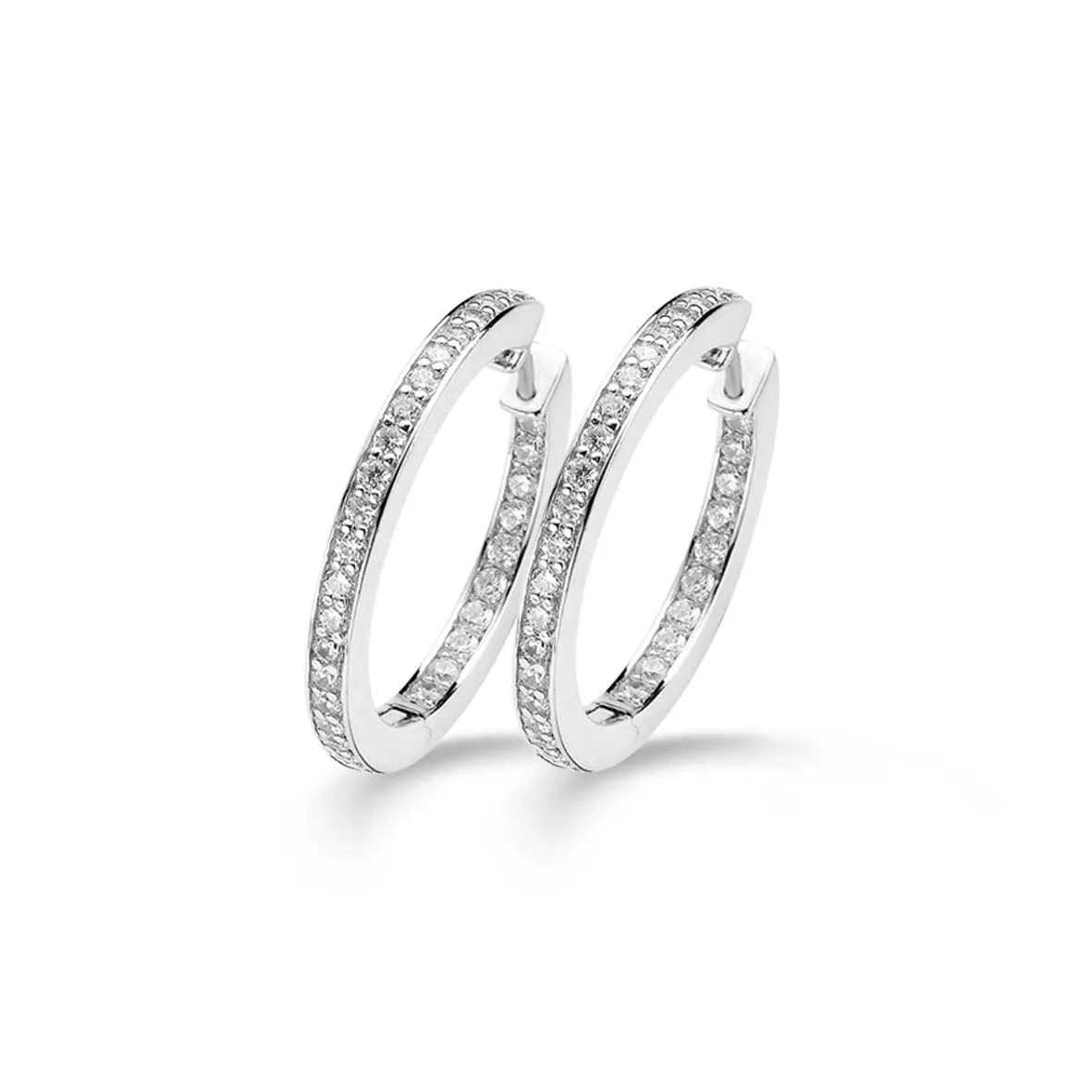 Ti Sento Earrings Hoop Silver And White Cubic Zirconia