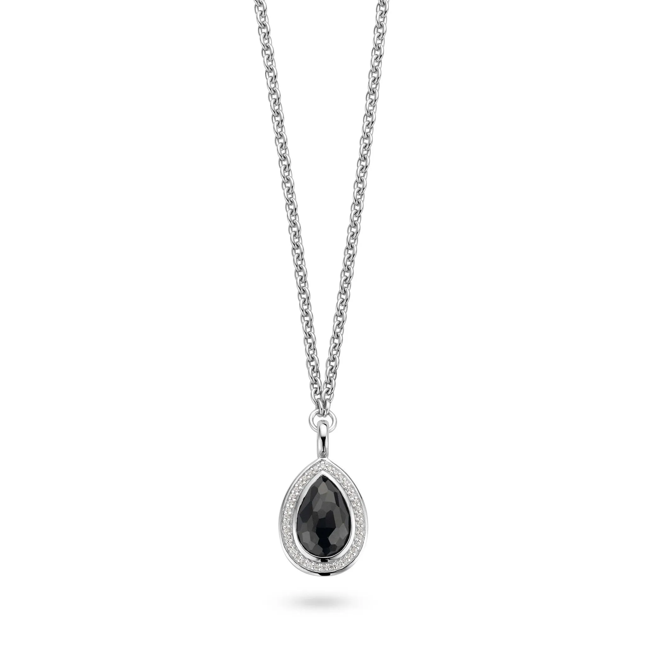 Ti Sento Necklace Silver And White Cubic Zirconia Pear