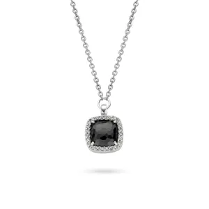 Ti Sento Sterling Silver Black Zirconia Cushion Necklace D