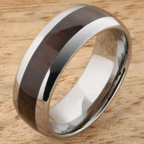 Tungsten Carbide Cocobolo (Red Wood) Oval Wedding Ring 8mm