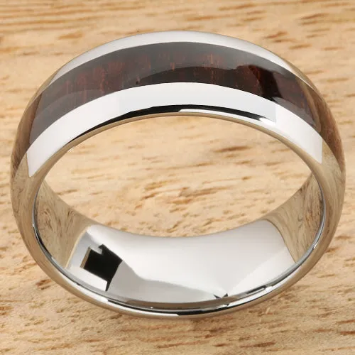 Tungsten Carbide Cocobolo (Red Wood) Oval Wedding Ring 8mm