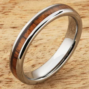 Tungsten Carbide Natural Koa Wood Oval Wedding Ring 4mm