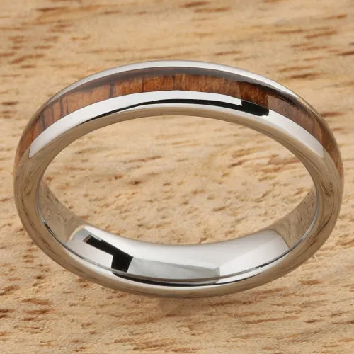 Tungsten Carbide Natural Koa Wood Oval Wedding Ring 4mm