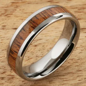 Tungsten Carbide Natural Koa Wood Oval Wedding Ring 6mm