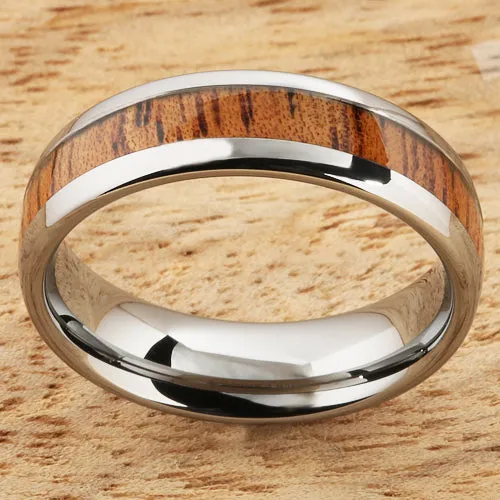 Tungsten Carbide Natural Koa Wood Oval Wedding Ring 6mm