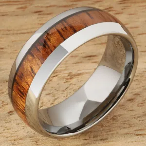 Tungsten Carbide Natural Koa Wood Oval Wedding Ring 8mm