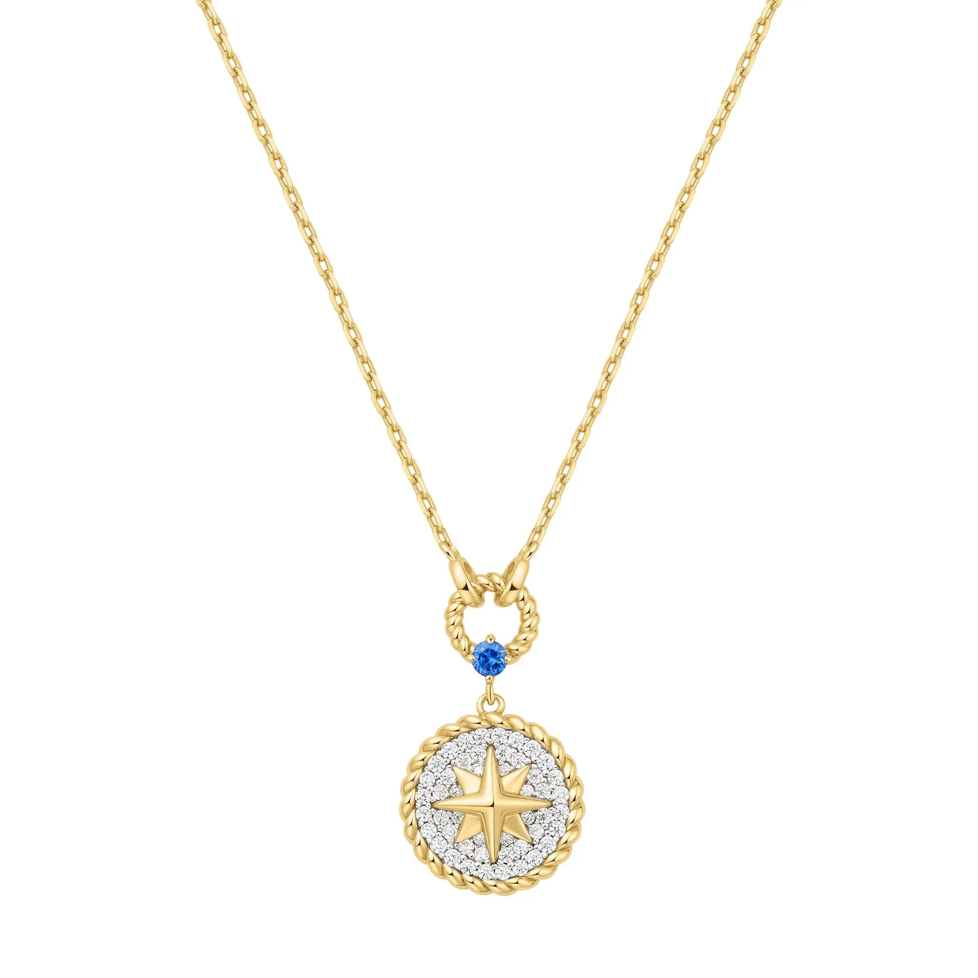 Two-Tone Eight-Pointed Star Signet Necklace N063-05T