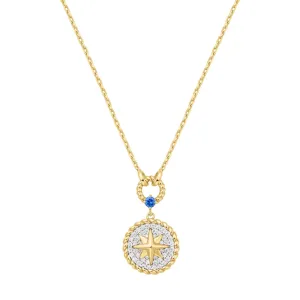 Two-Tone Eight-Pointed Star Signet Necklace N063-05T