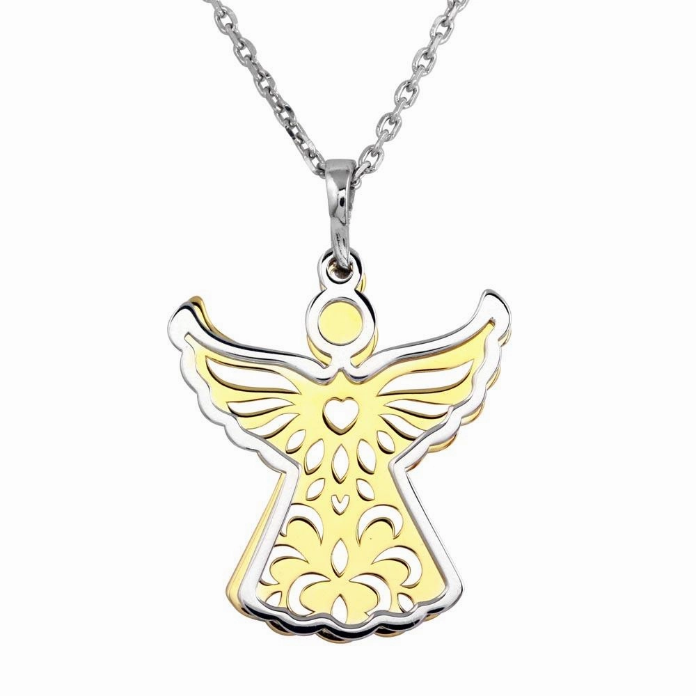 Two-Tone 925 Sterling Silver Angel Necklace - SOP00013