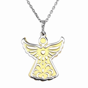 Two-Tone 925 Sterling Silver Angel Necklace - SOP00013
