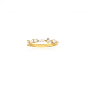 White Zirconia Freshwater Pearl Adria Piccolo Ring SJ-R12260-PCZ-YG