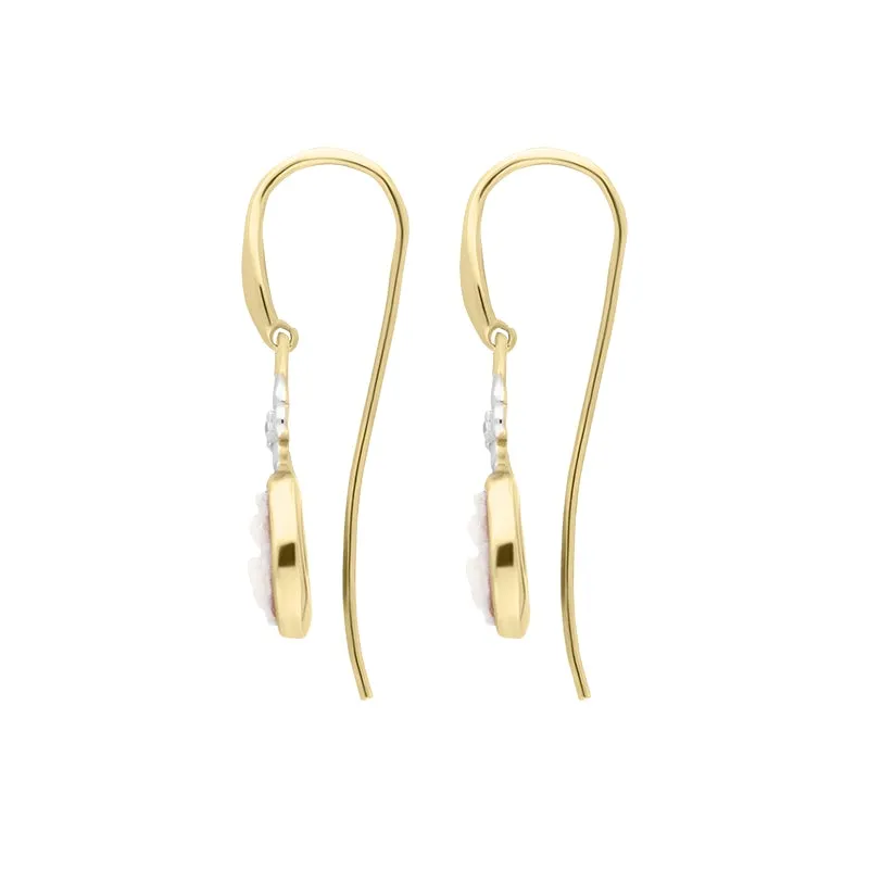 Yellow Gold Plated Sterling Silver Cubic Zirconia Cameo Oval Flower Drop Earrings D